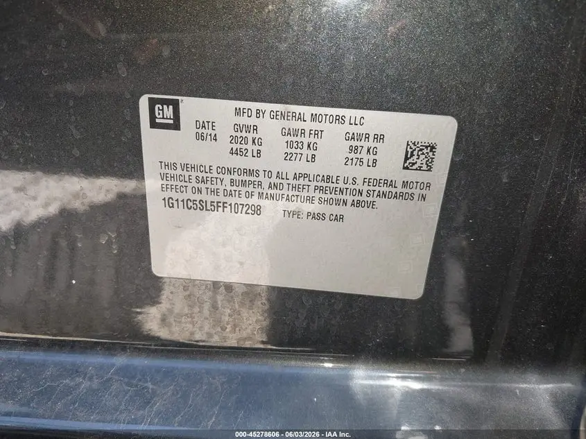 2015 CHEVROLET MALIBU 1LT