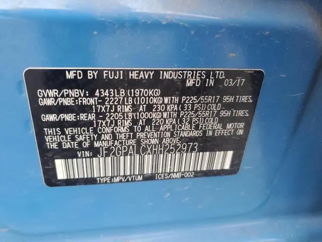 2017 SUBARU CROSSTREK LIMITED  