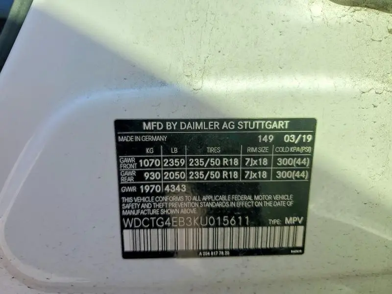 2019 MERCEDES-BENZ GLA 250  