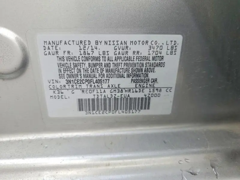 2015 NISSAN VERSA NOTE SV  