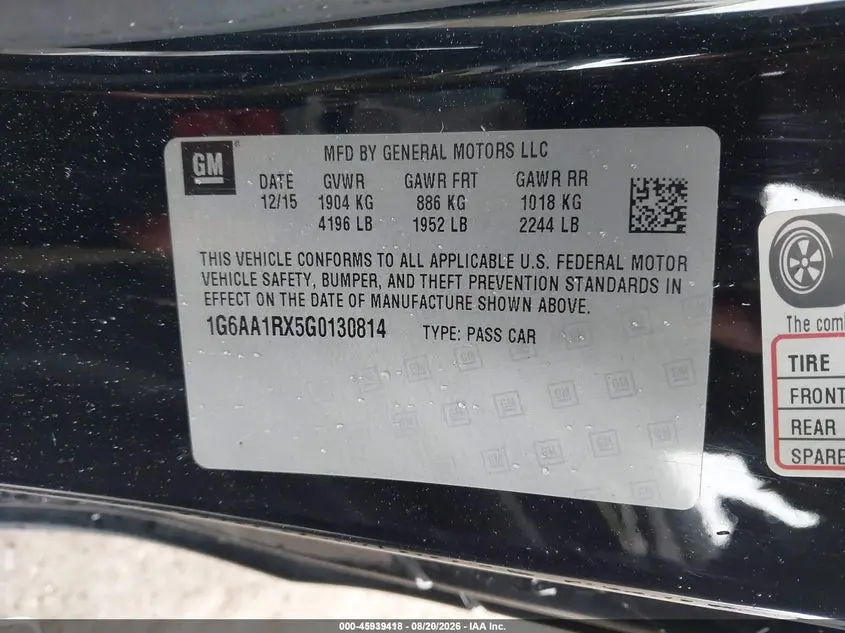 2016 CADILLAC ATS STANDARD