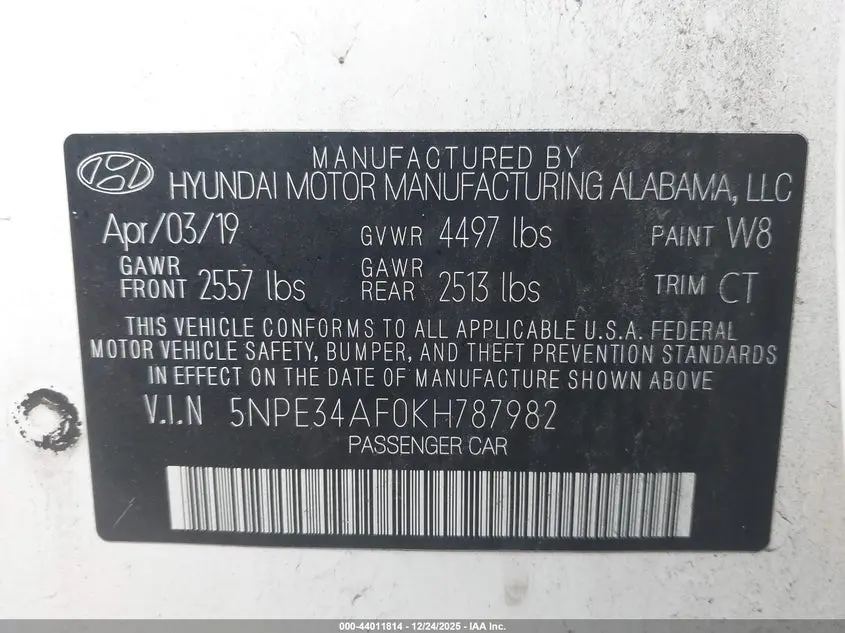 2019 HYUNDAI SONATA SPORT