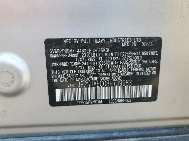 2011 SUBARU FORESTER LIMITED  