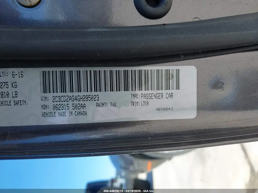 2016 DODGE CHALLENGER SXT