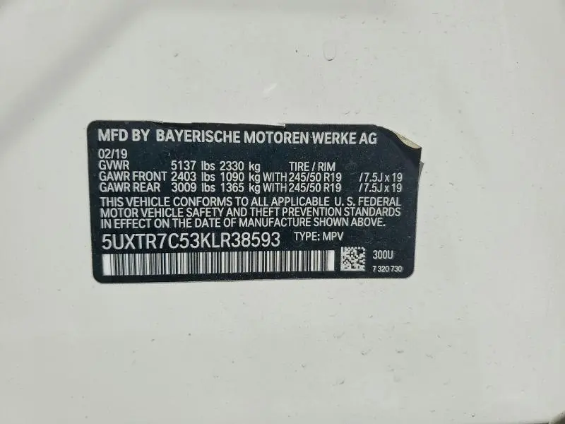 2019 BMW X3 SDRIVE30I  