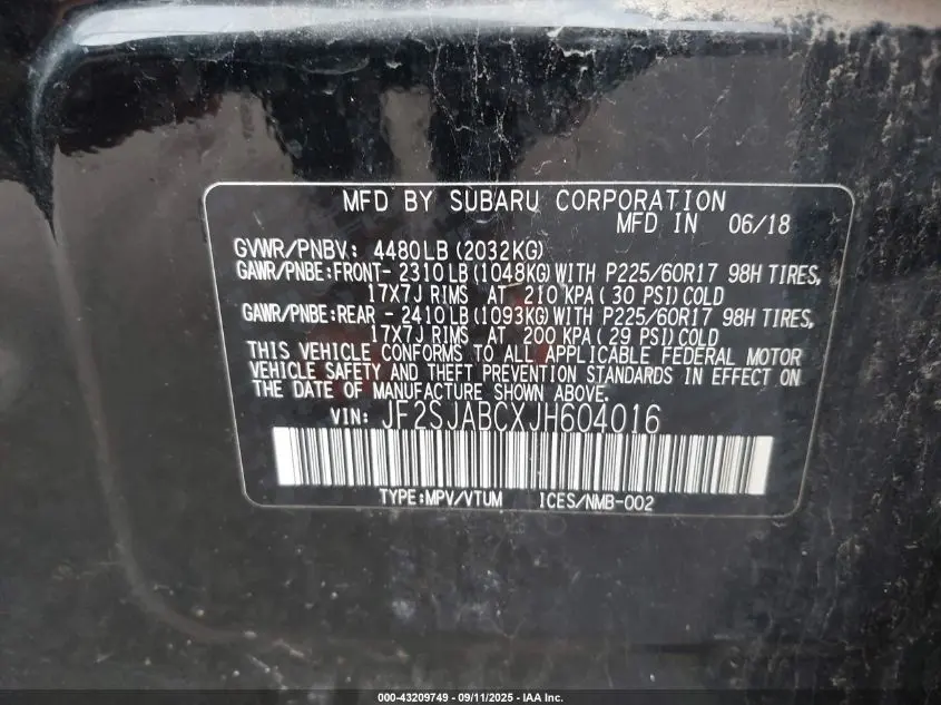 2018 SUBARU FORESTER 2.5I