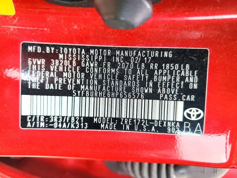 2017 TOYOTA COROLLA LE  