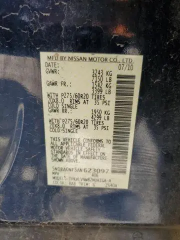 2010 NISSAN ARMADA PLATINUM  