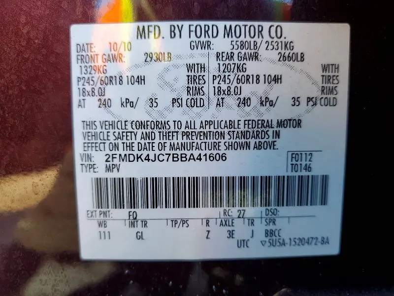 2011 FORD EDGE SEL  