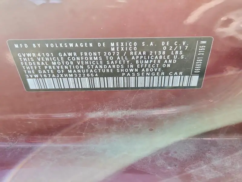 2017 VOLKSWAGEN JETTA S  