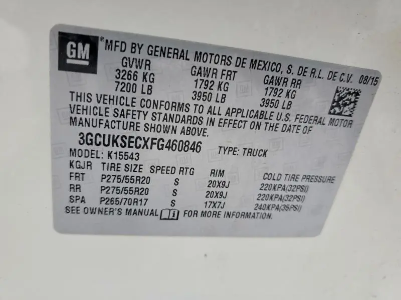 2015 CHEVROLET SILVERADO K1500 LTZ  