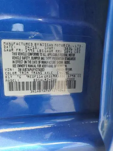 2015 NISSAN SENTRA S  