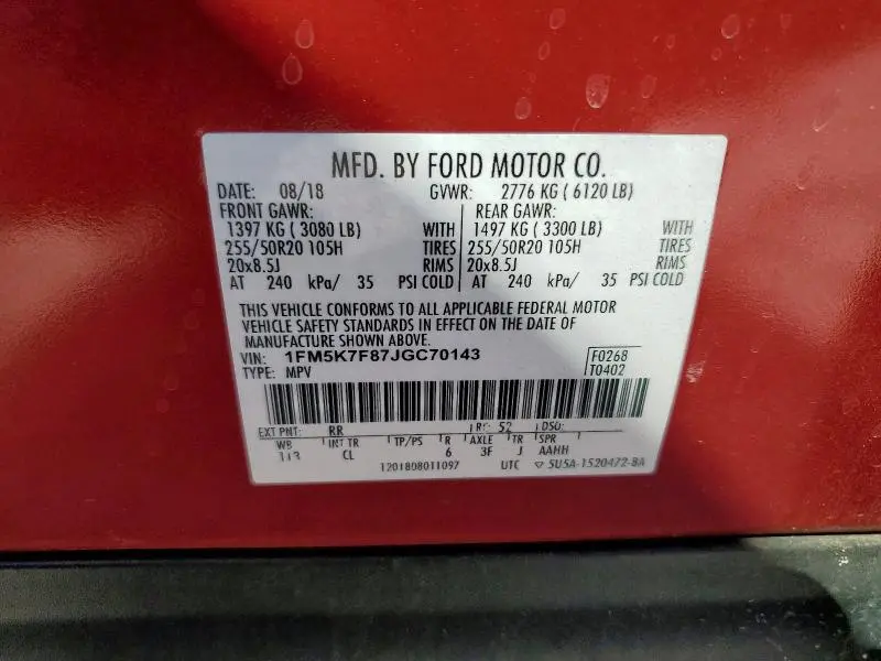 2018 FORD EXPLORER LIMITED  