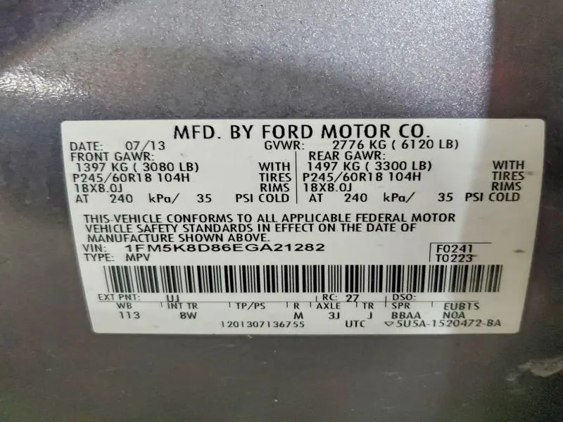 2014 FORD EXPLORER XLT  