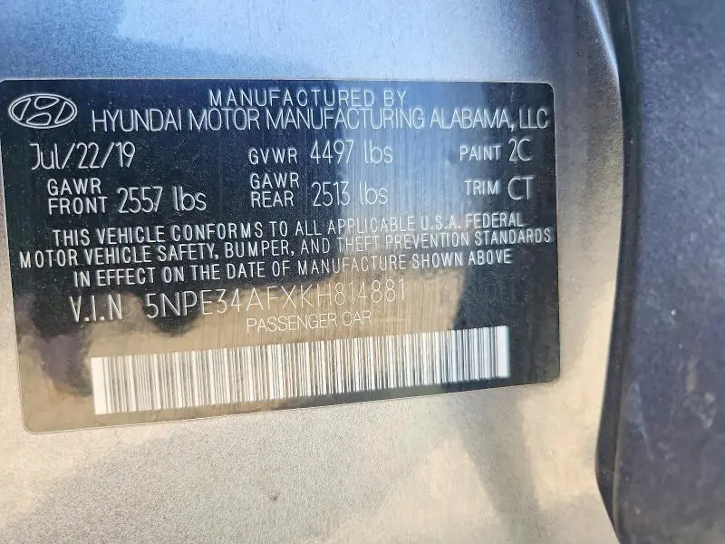 2019 HYUNDAI SONATA SPORT  
