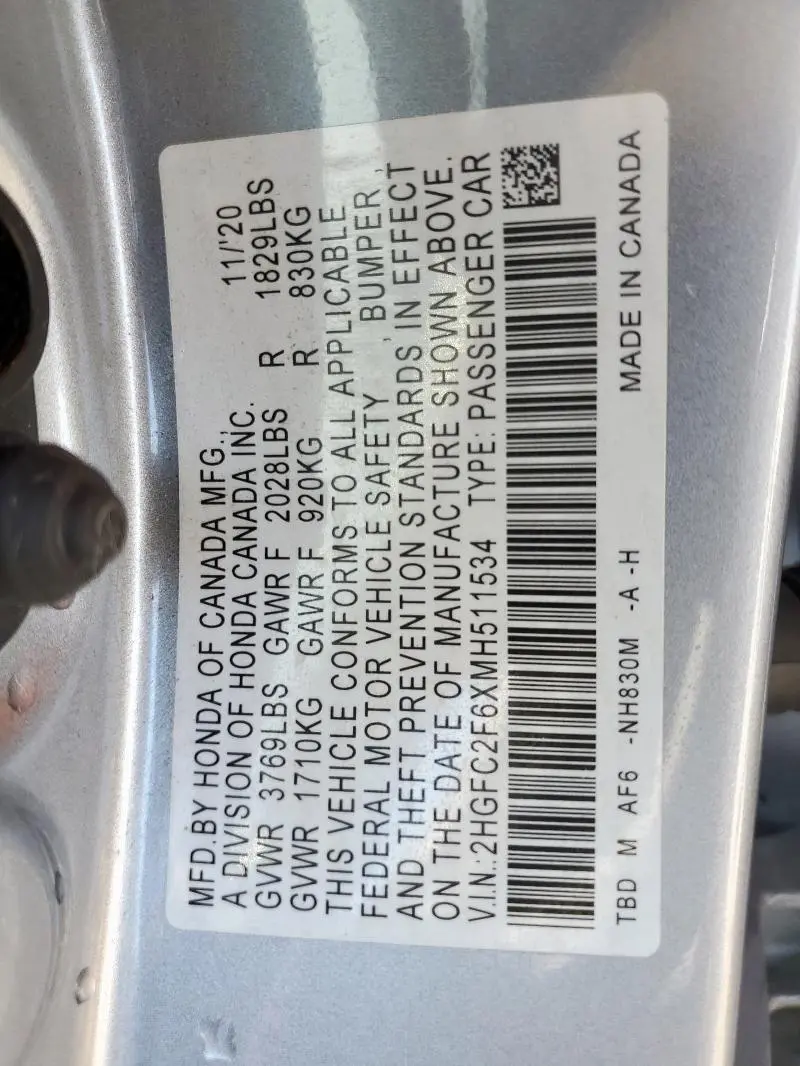 2021 HONDA CIVIC LX  