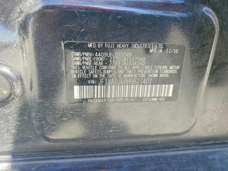 2017 SUBARU WRX LIMITED  