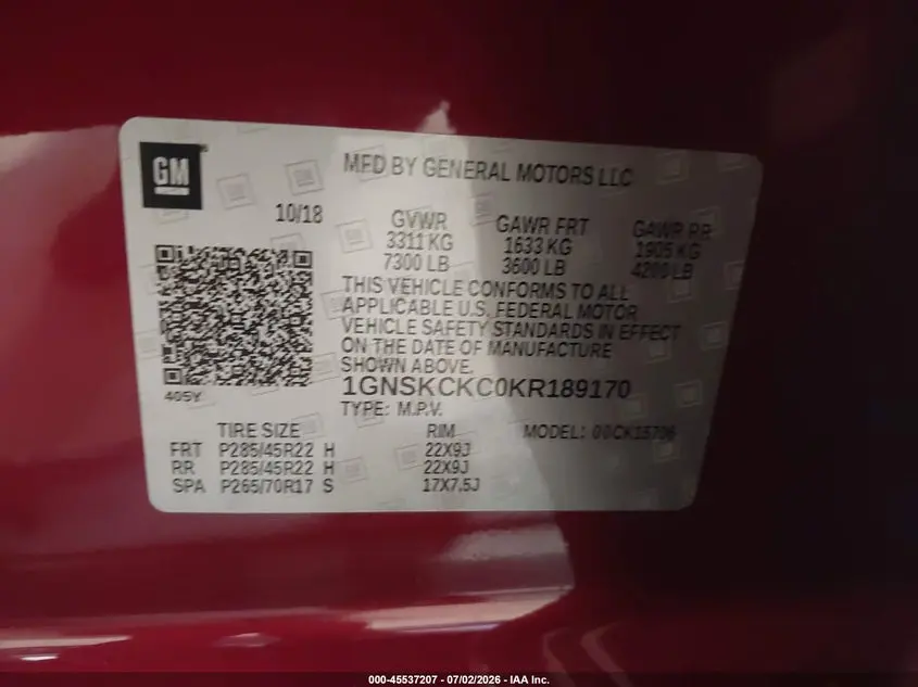 2019 CHEVROLET TAHOE PREMIER