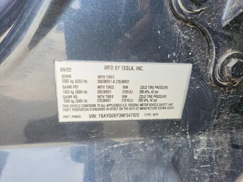 2022 TESLA MODEL Y   