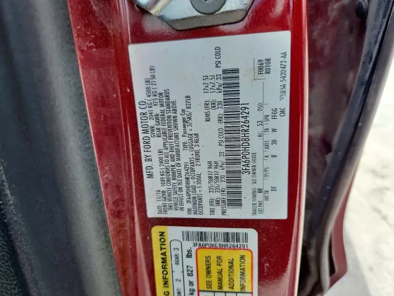 2017 FORD FUSION SE  