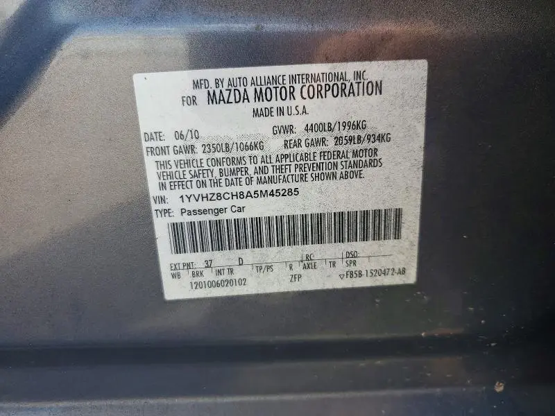 2010 MAZDA 6 I  