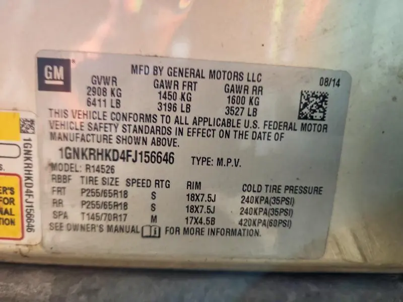 2015 CHEVROLET TRAVERSE LT  