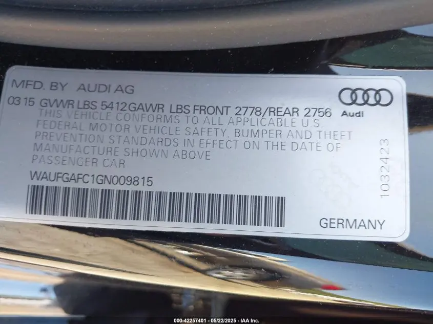 2016 AUDI A6 3.0T PREMIUM PLUS