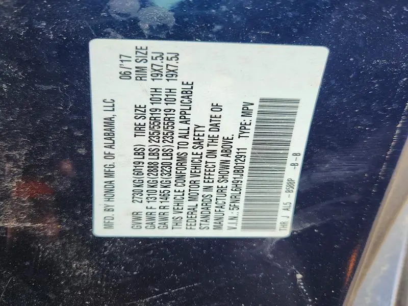 2018 HONDA ODYSSEY ELITE  
