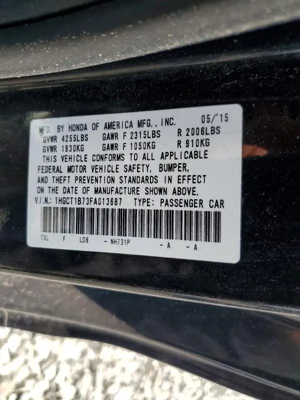 2015 HONDA ACCORD EX  