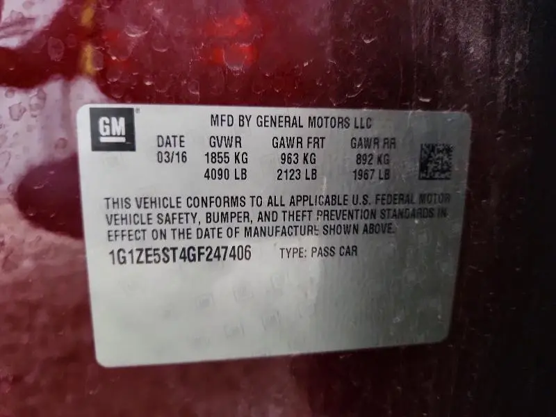 2016 CHEVROLET MALIBU LT  