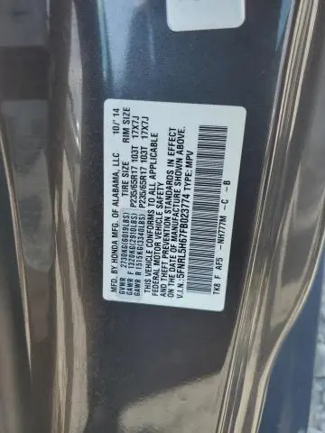 2015 HONDA ODYSSEY EXL  