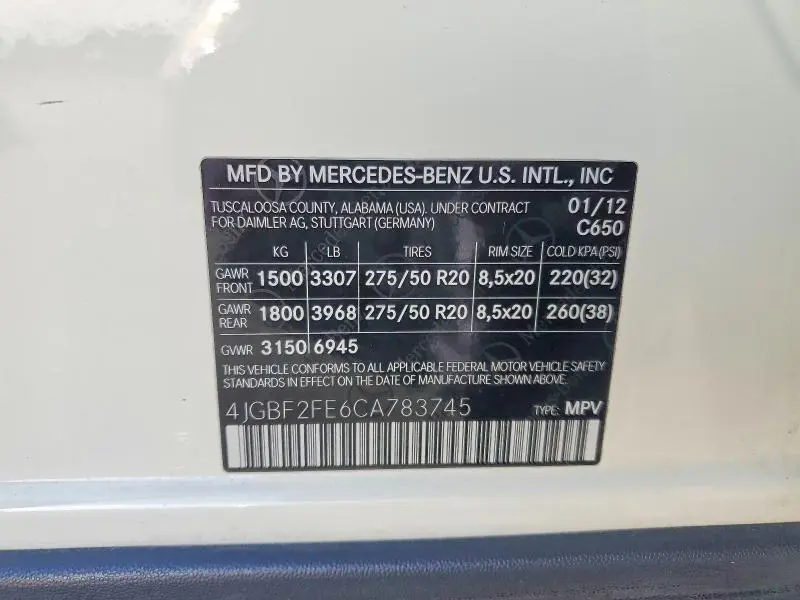 2012 MERCEDES-BENZ GL 350 BLUETEC  