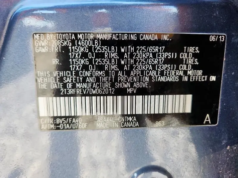2013 TOYOTA RAV4 XLE  