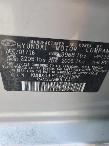 2017 HYUNDAI ELANTRA GT   