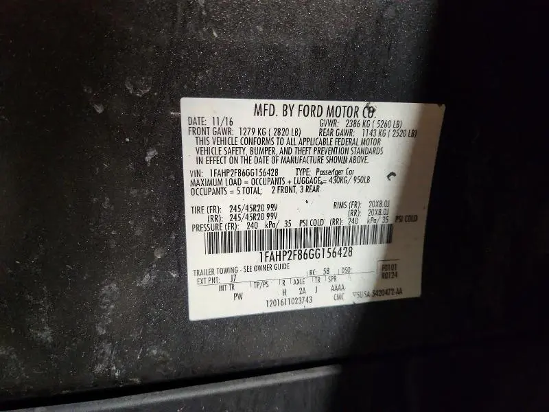 2016 FORD TAURUS LIMITED  