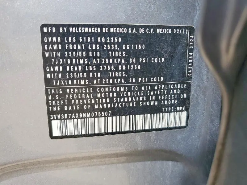 2022 VOLKSWAGEN TIGUAN SE  