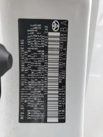 2018 TOYOTA COROLLA L  