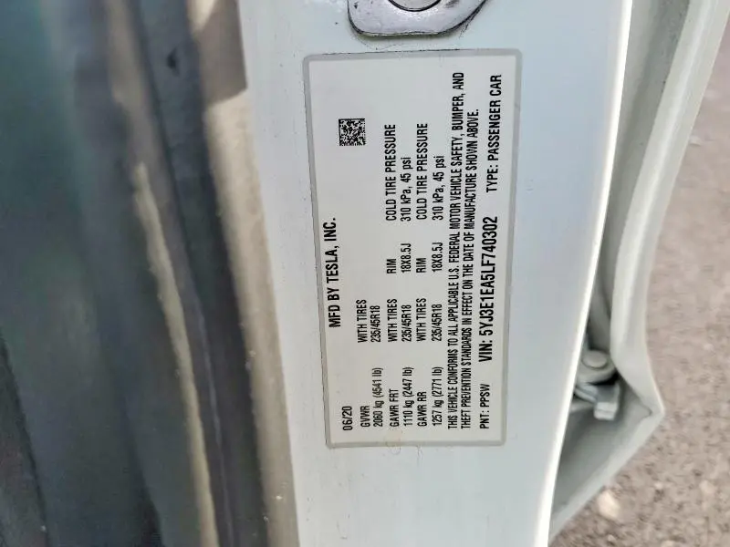 2020 TESLA MODEL 3   