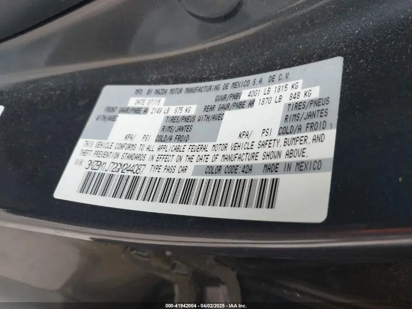 2016 MAZDA MAZDA3 I SPORT