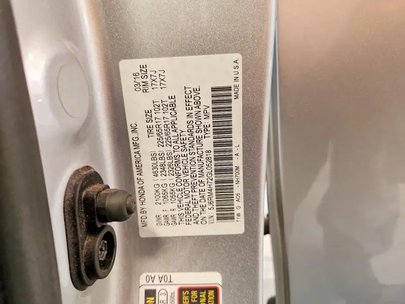 2016 HONDA CR-V EXL  