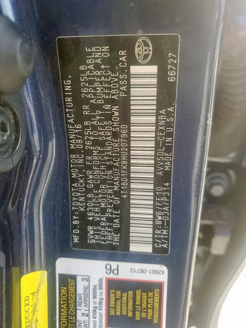 2017 TOYOTA CAMRY HYBRID  