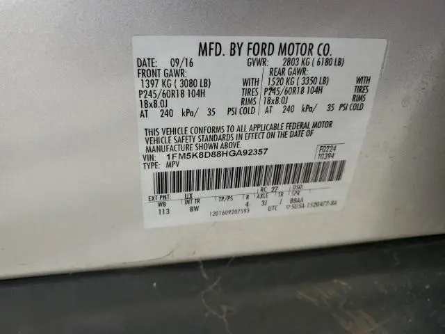 2017 FORD EXPLORER XLT  