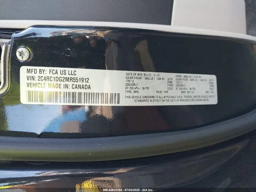 2021 CHRYSLER VOYAGER LXI