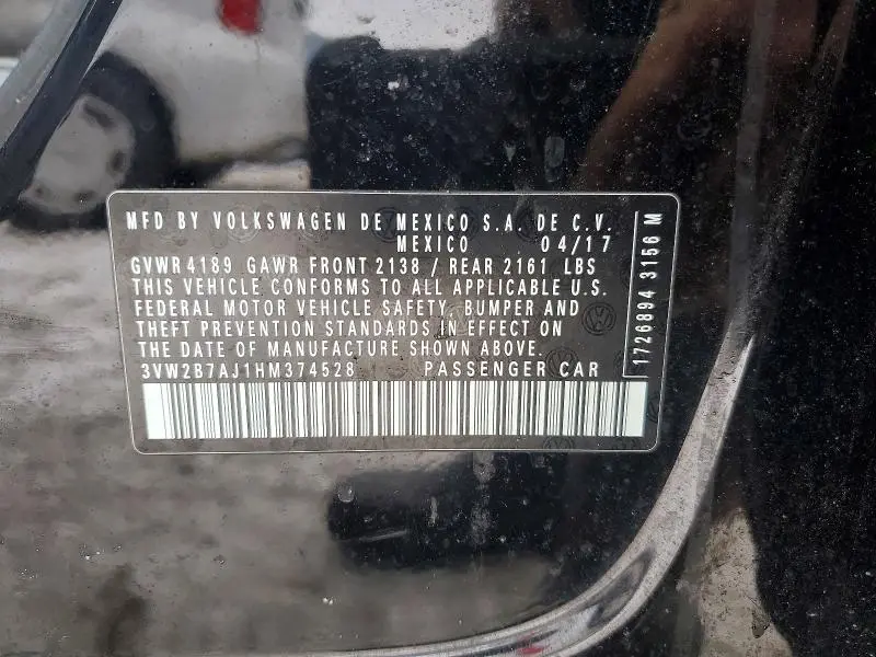 2017 VOLKSWAGEN JETTA S  