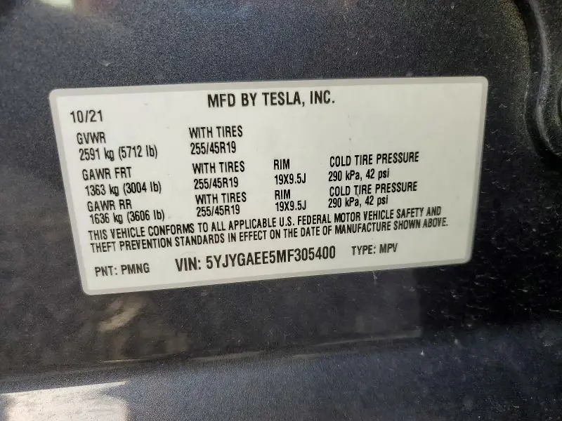 2021 TESLA MODEL Y   