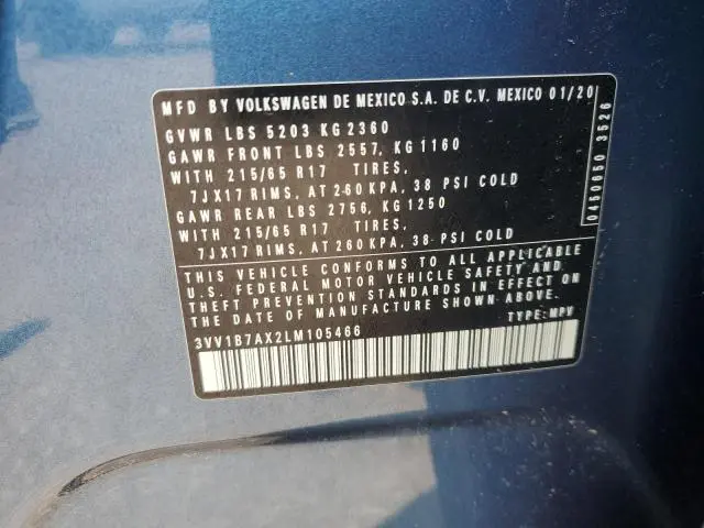 2020 VOLKSWAGEN TIGUAN S  