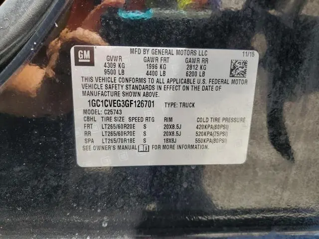 2016 CHEVROLET SILVERADO C2500 HEAVY DUTY LT  