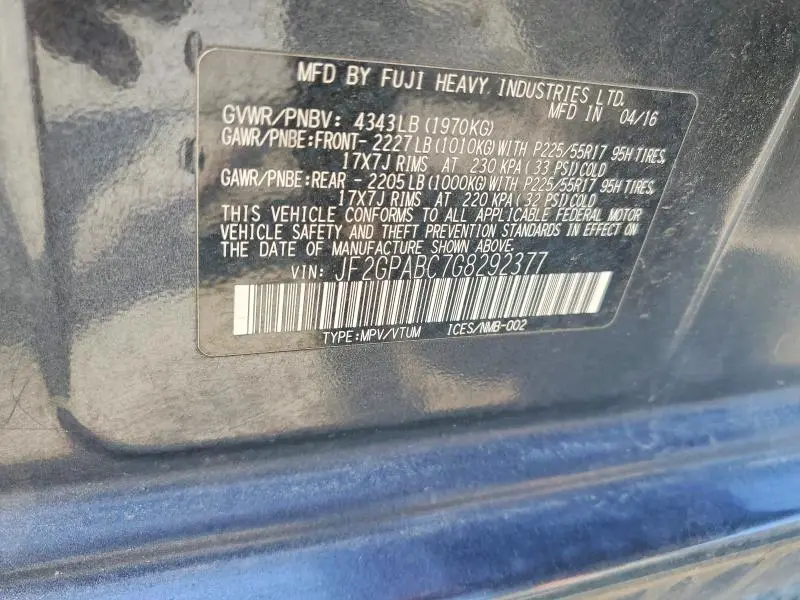 2016 SUBARU CROSSTREK   