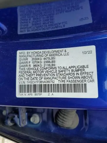 2022 HONDA ACCORD SPORT  