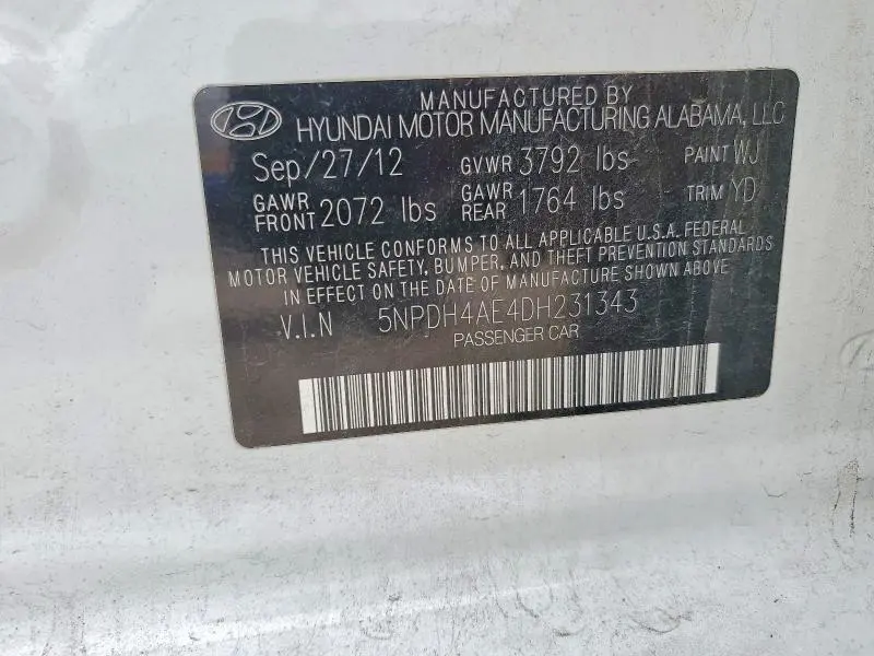 2013 HYUNDAI ELANTRA GLS  